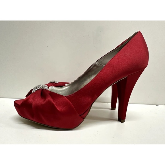 Deep dark red rhinestone high heels special occasions - Picture 6 of 12